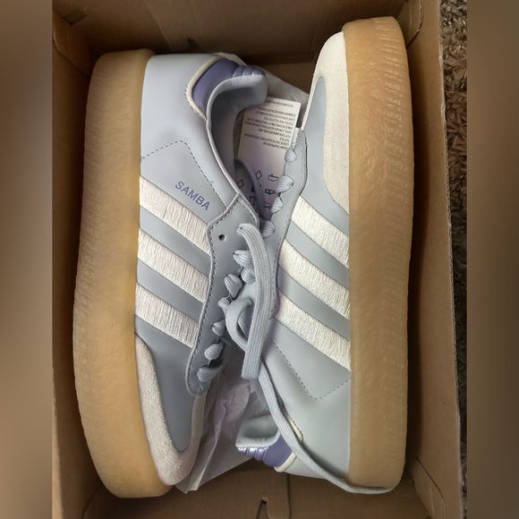 Adidas Samba Pastel Blue and White Shoes - Picture 1 of 5
